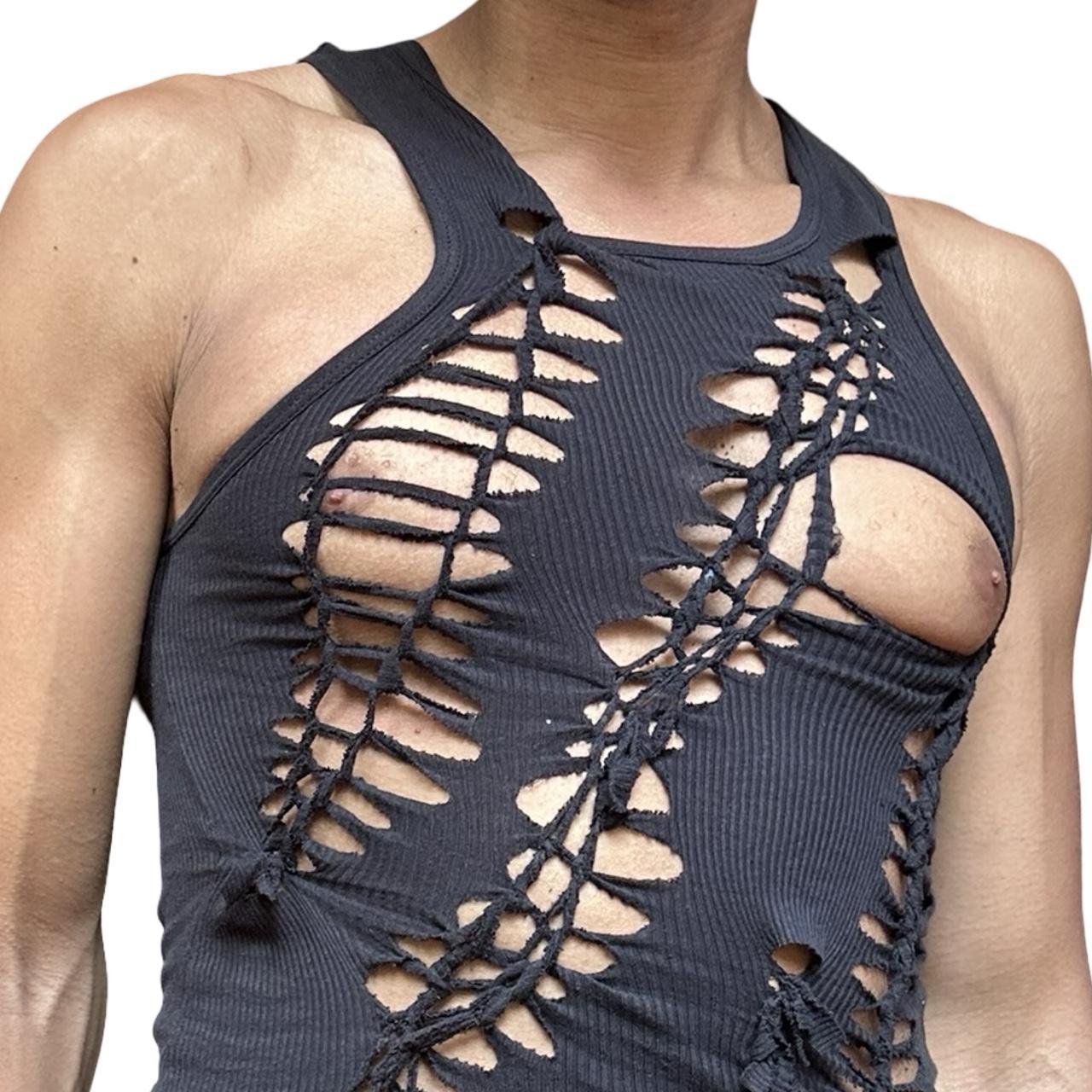ASTROBOI* 'Highbeam' Gildan Black Twist Braided Tank Top - front detail