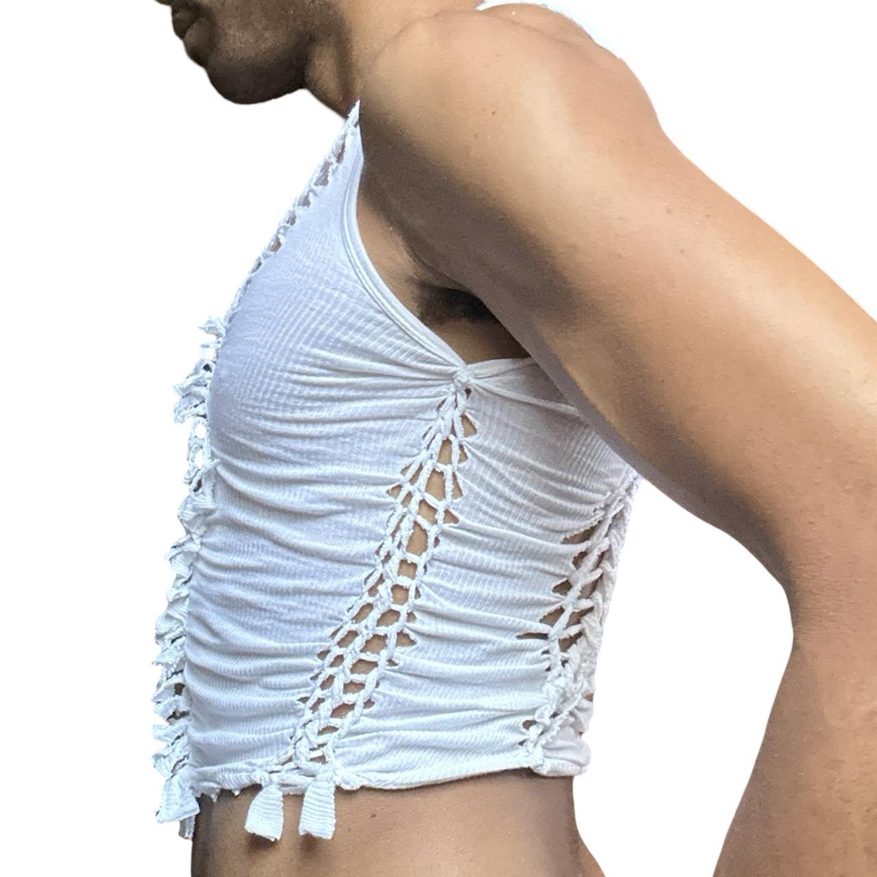 ASTROBOI* 'Blanc' White Braided Twist Tank Top - left