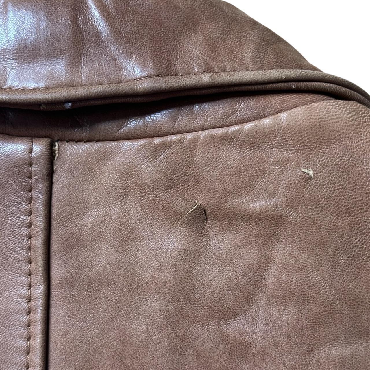 Vintage Trailmaster Brown/Camel Leather Blazer, back detail flat