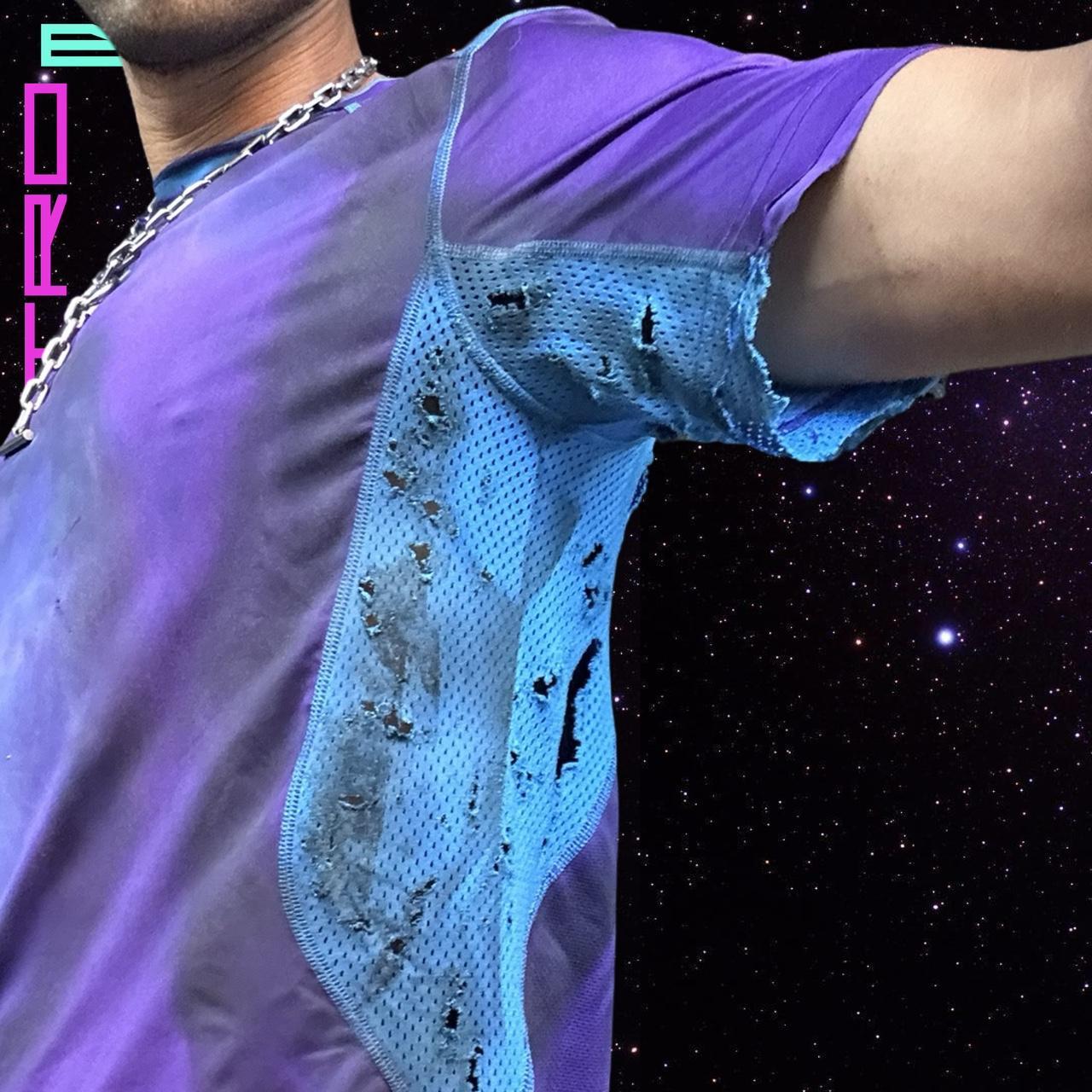 ASTROBOI* x NIKE PRO PURPLE GRUNGE TATTERED T-SHIRT _ LARGE