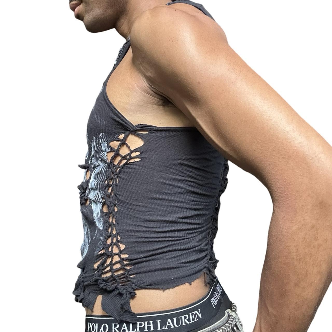 ASTROBOI* 'Shadow Play' Gildan Black Twist Braided Tank Top - left