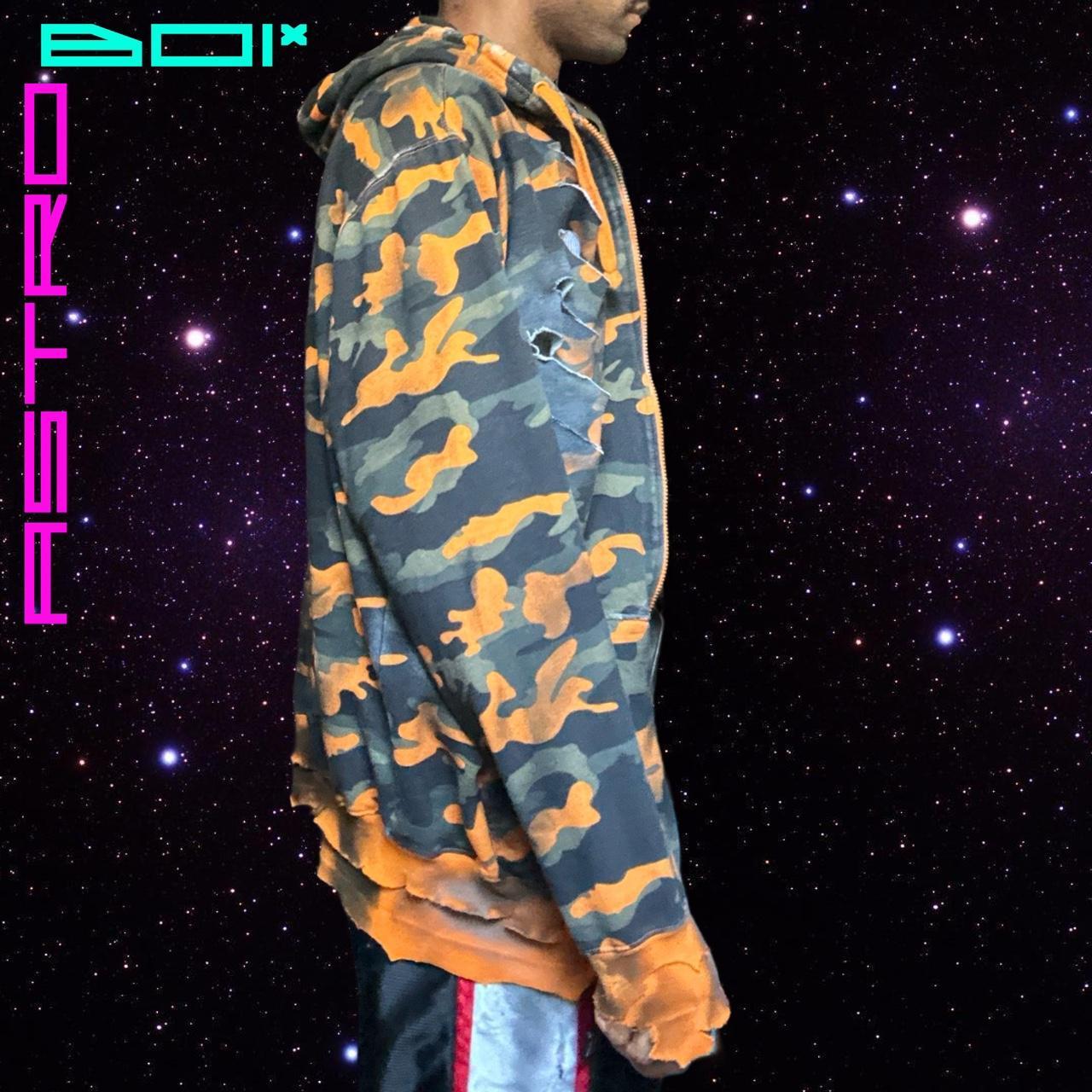 ASTROBOI* MEN'S GREEN/ORANGE CAMO ZIP UP HOODIE _ XL