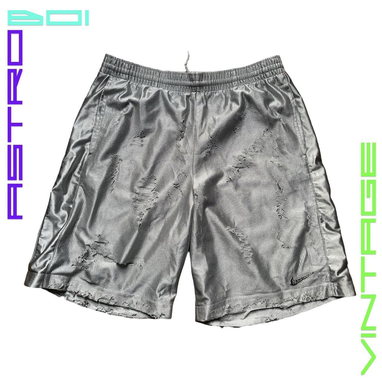 Nike Distressed Silver Rhinestone Basketball Shorts - flat