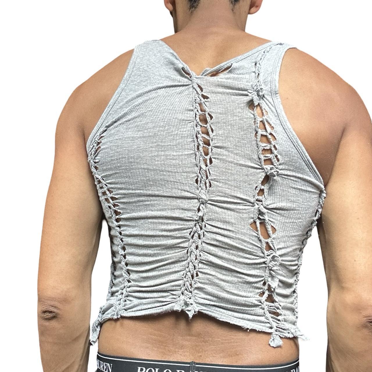 ASTROBOI* 'Fog' Gray Twist Braided Tank Top - back