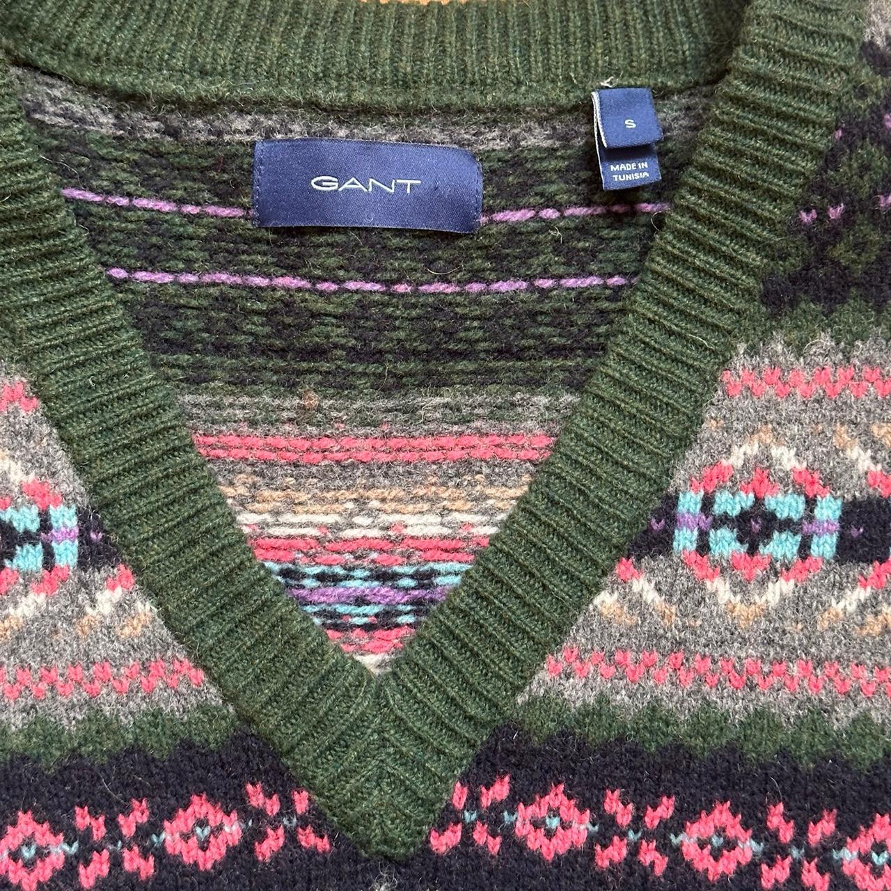 GANT Green Fair Isle V-Neck Sweater Vest - Small