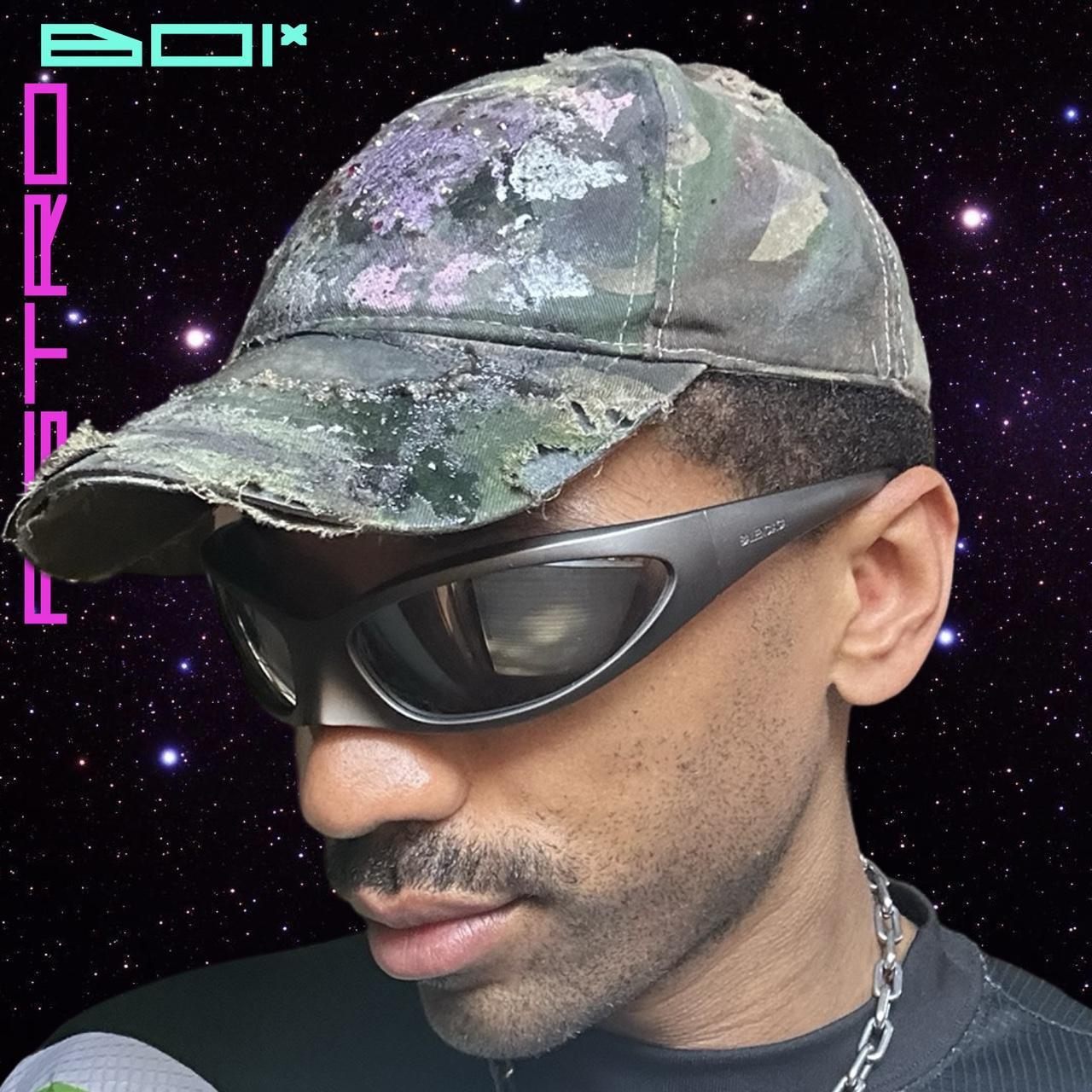 ASTROBOI* 'Lavender Stardust' Distressed Green Camouflage Rhinestone Hat