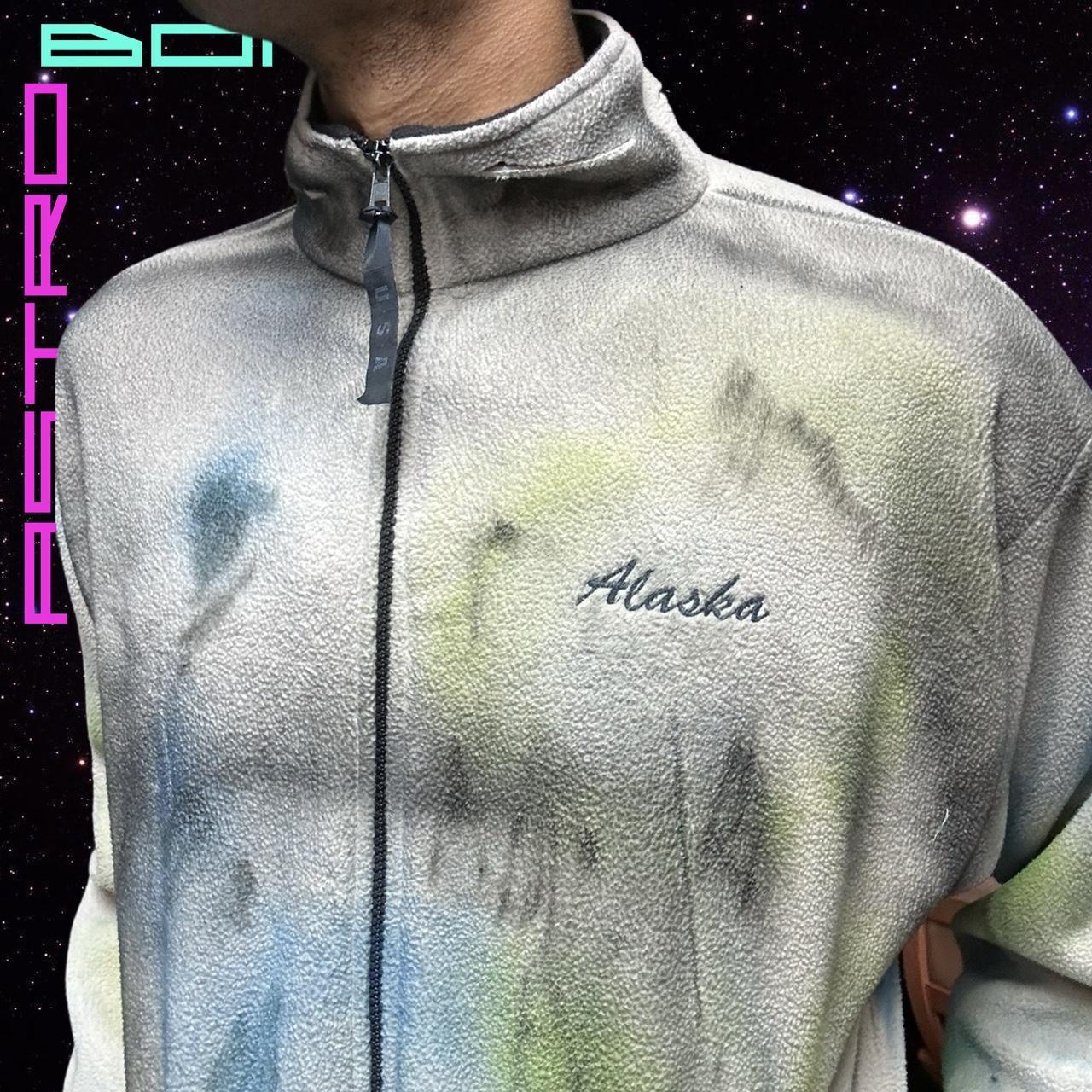 ASTROBOI* 'Alaska' Tan Men's Fleece Airbrushed Zip Up Jacket - Large