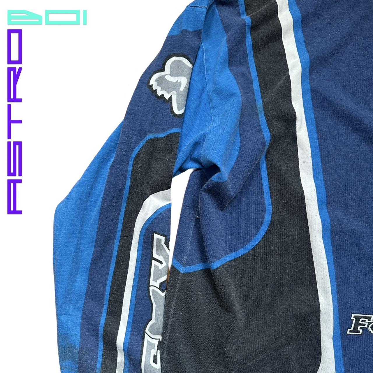 Vintage 90s Fox Racing Graphic Blue T-Shirt - Large