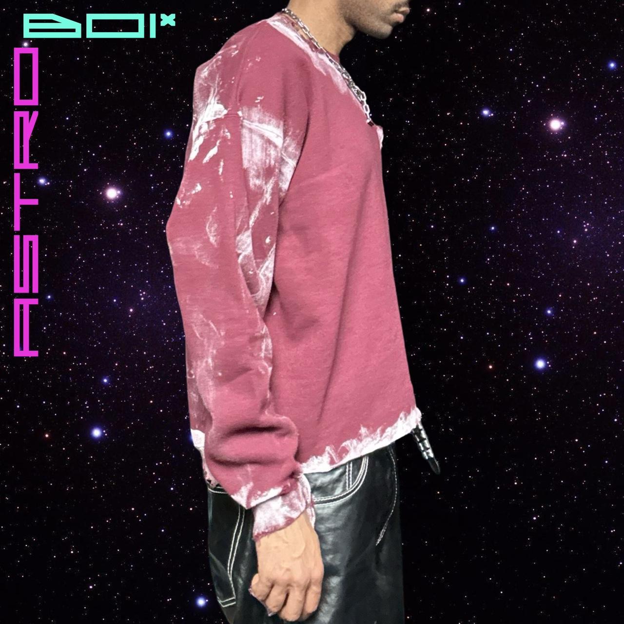 ASTROBOI* Custom Men's Deconstructed & Painted Maroon Oversized Sweatshirt - XXLT