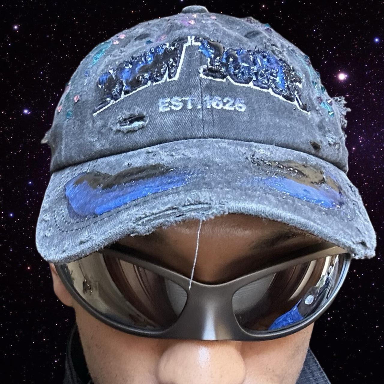 ASTROBOI* 'Plavala' Black Iridescent Painted Rhinestone Resin Hat