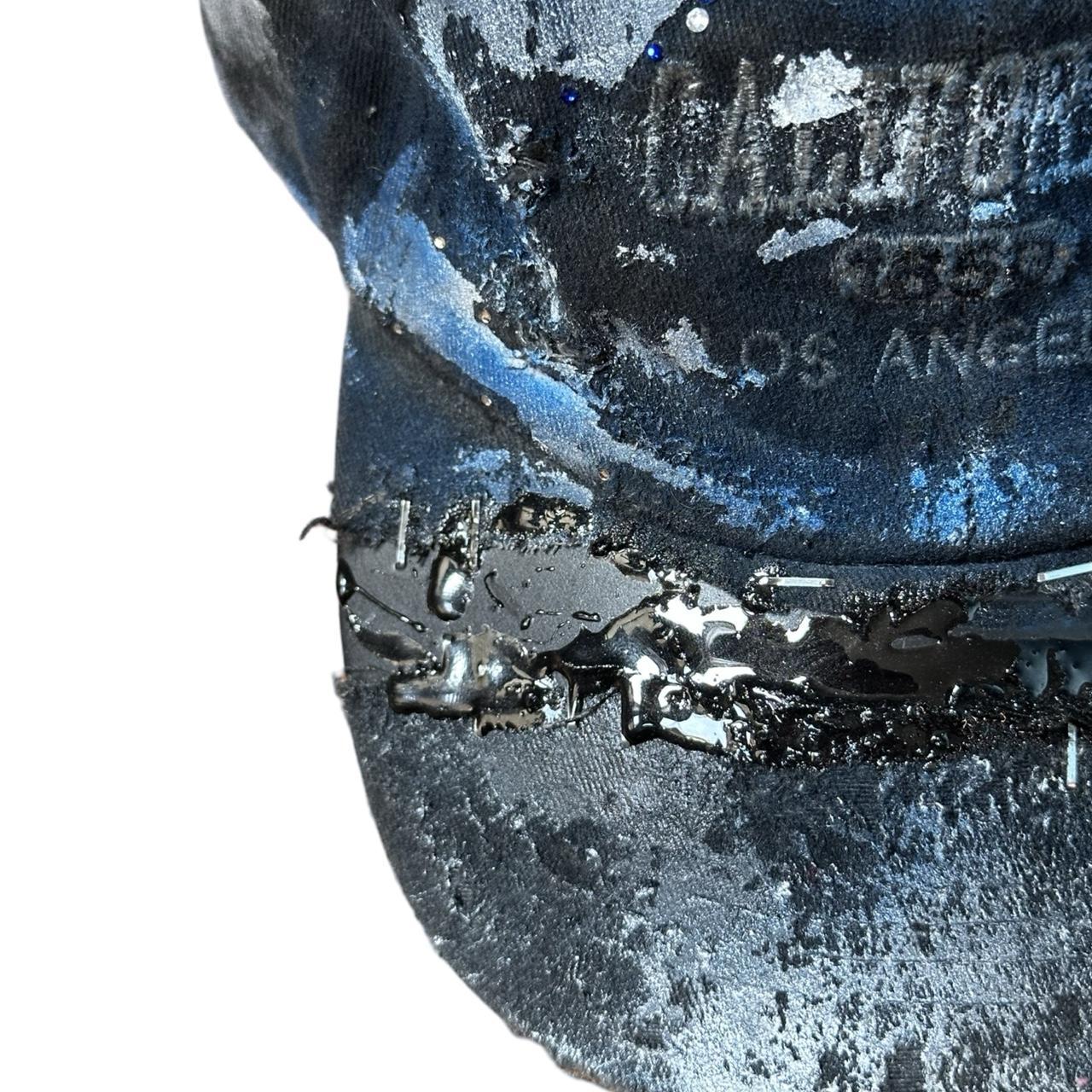 ASTROBOI* 'Cali' Black & Blue Painted Rhinestone Resin Distressed Hat - details 2
