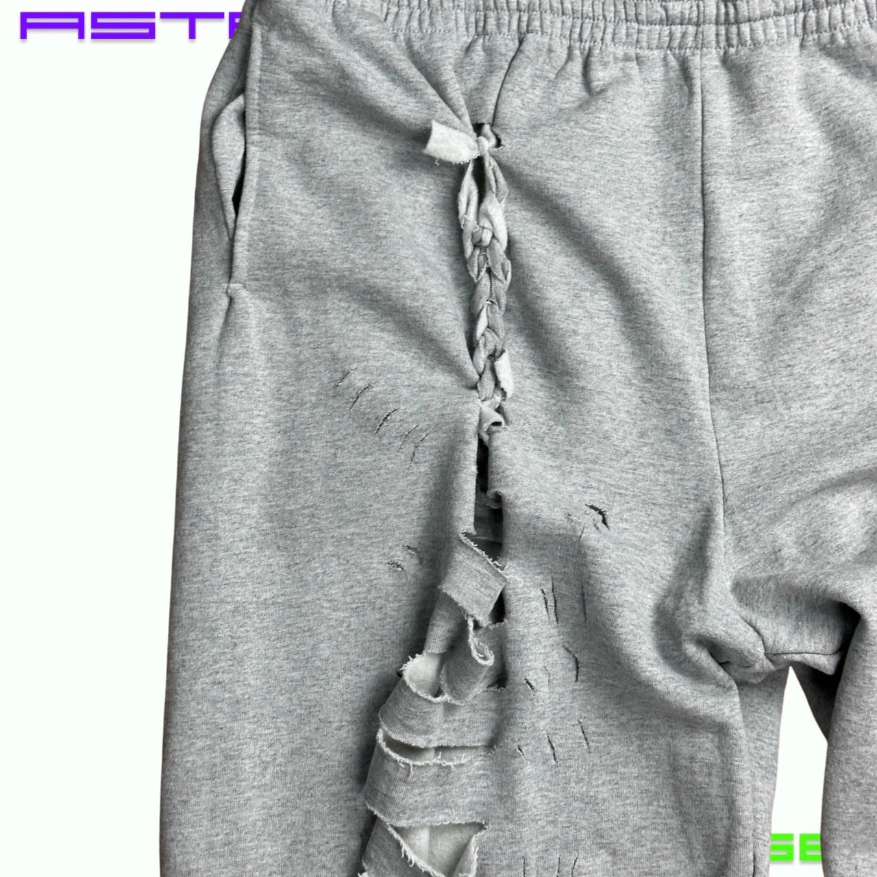 ASTROBOI* GREY TATTERED BAGGY SWEATPANTS_3XL