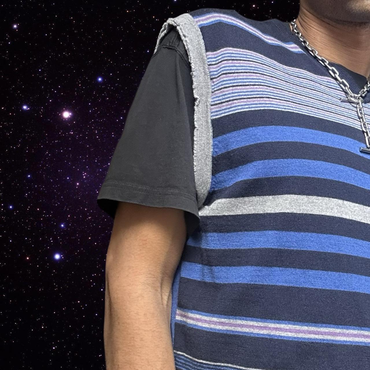 ASTROBOI* Blue Striped Cropped Sweater Vest - details 2