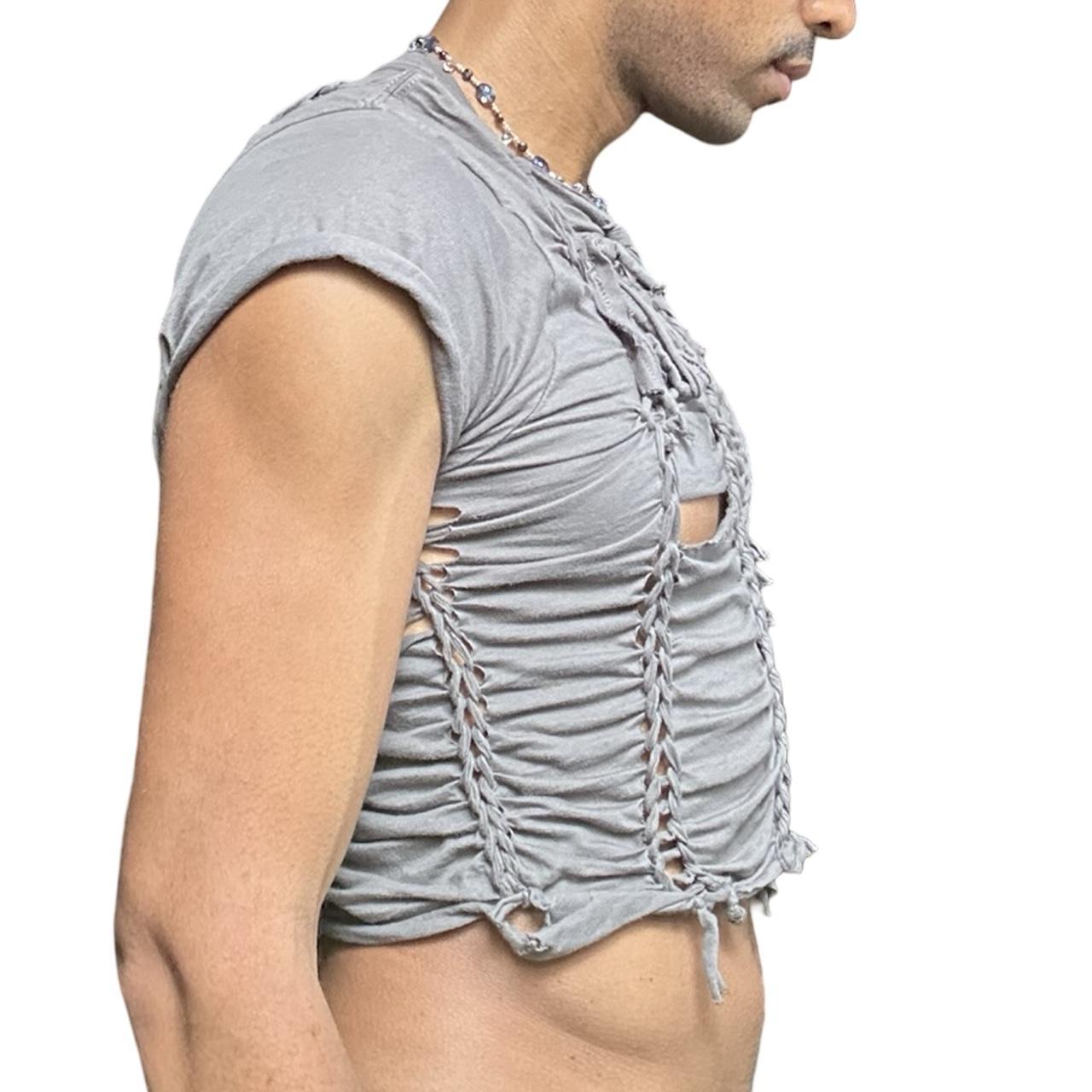 ASTROBOI* 'Basics' Gray Braided Paint Twist T-shirt - right