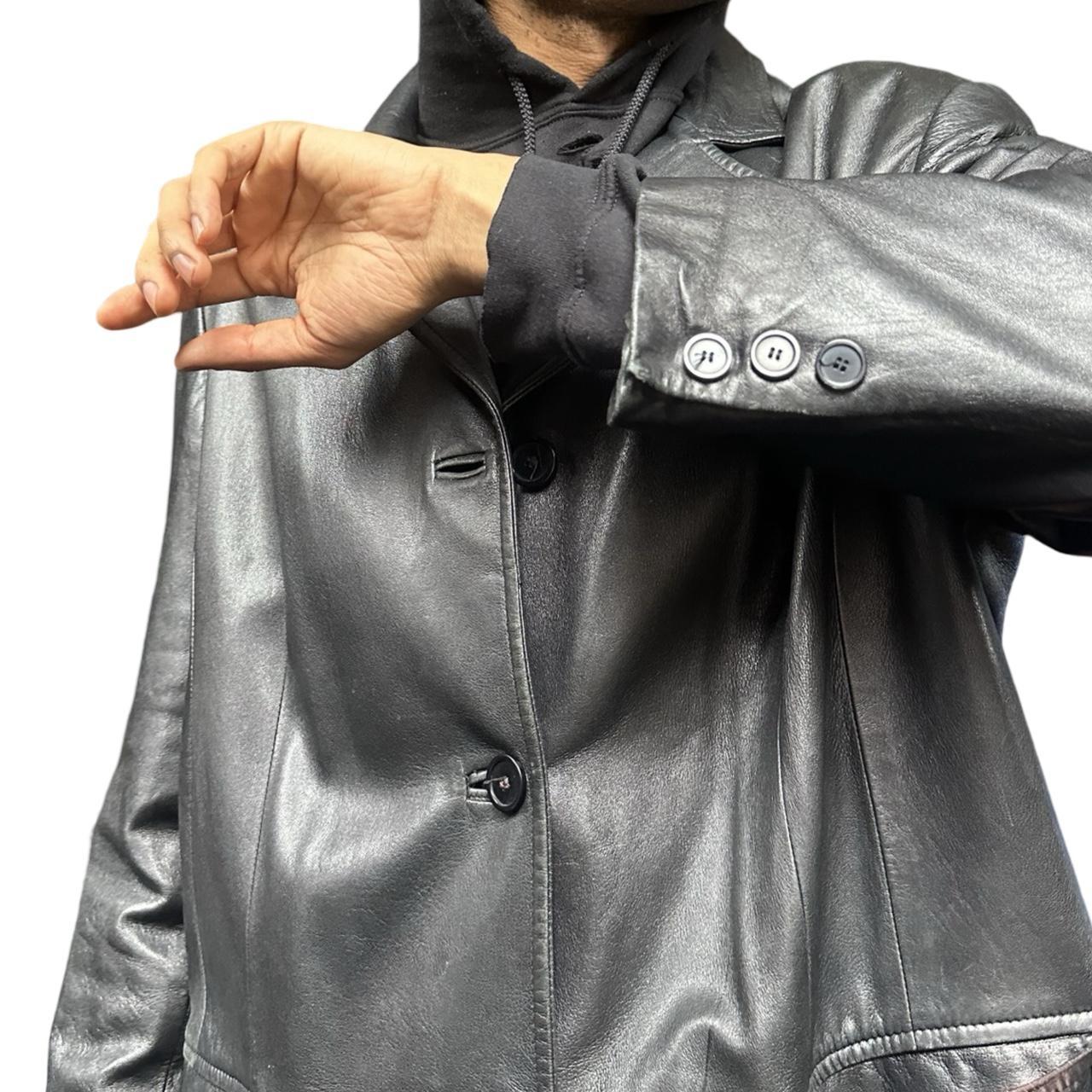 Vintage Marvin Richards Black Long Leather Trench Coat - XL