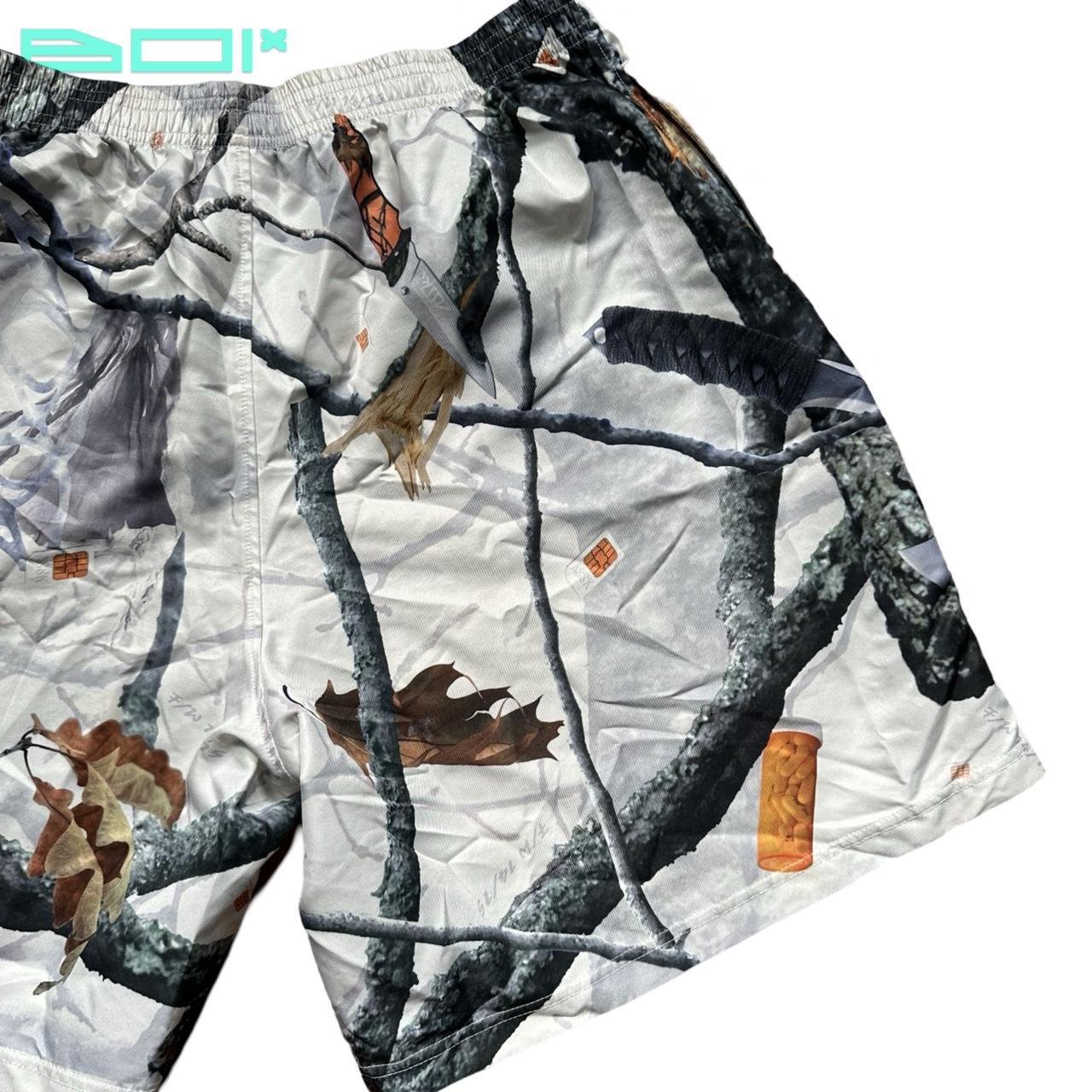ASSK White Modern Real Tree Camo Nylon Shorts - Large