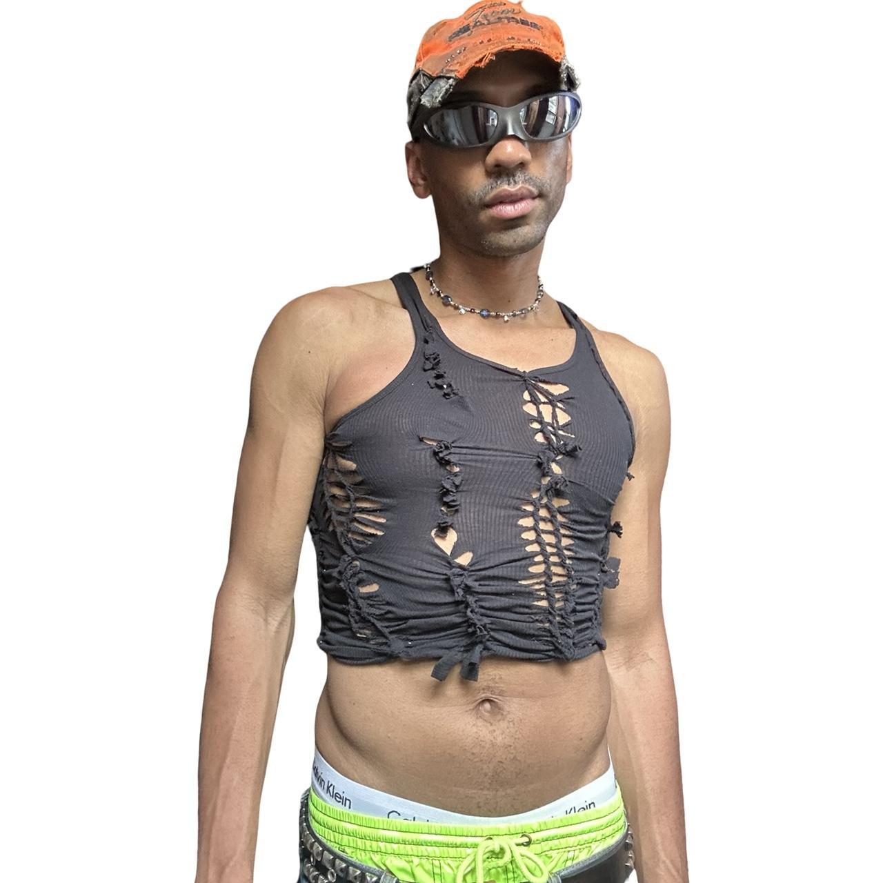 ASTROBOI* 'Obsidian' Black Braided Twist Tank Top - styled
