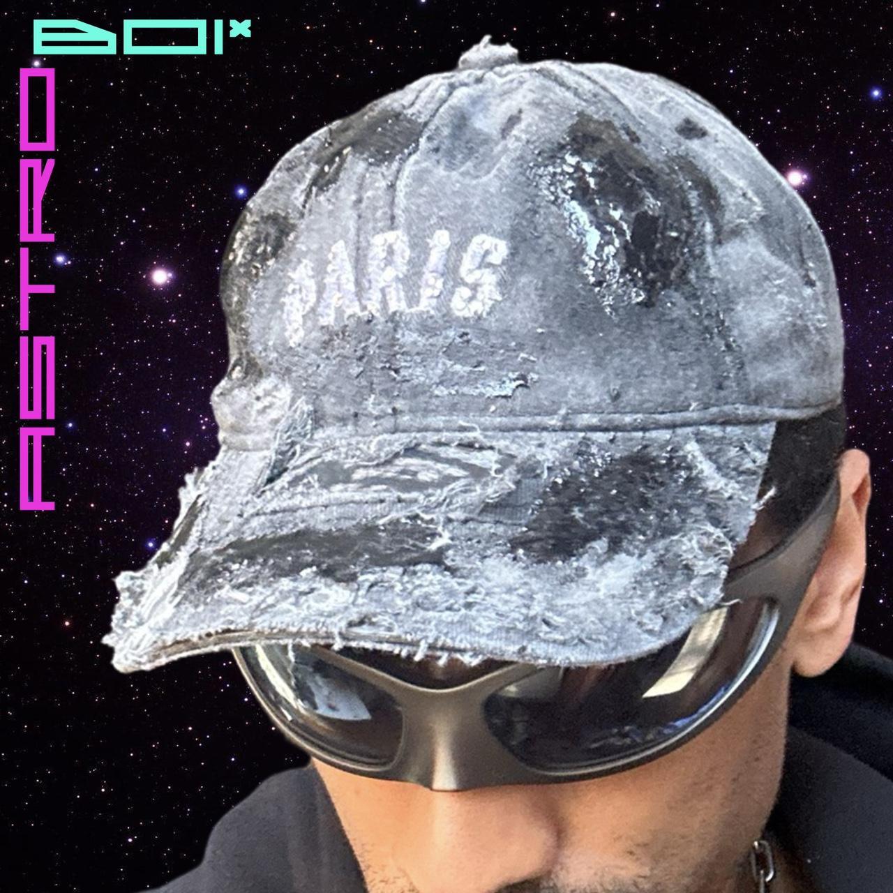 ASTROBOI* 'Muddy Paris' Distressed Resin & Rhinestone Black Hat