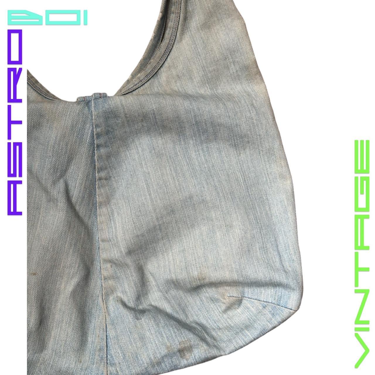 VINTAGE Y2K FADED LIGHT BLUE DENIM CROSS BODY HOBO SHOULDER BAG