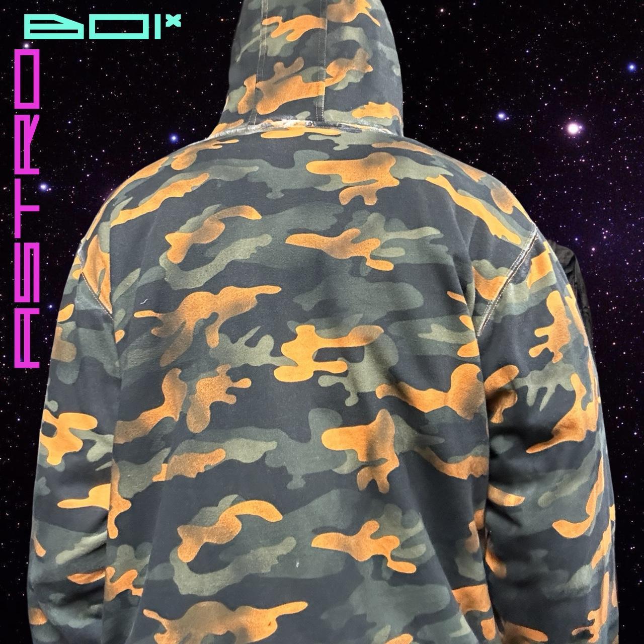 ASTROBOI* MEN'S GREEN/ORANGE CAMO ZIP UP HOODIE _ XL