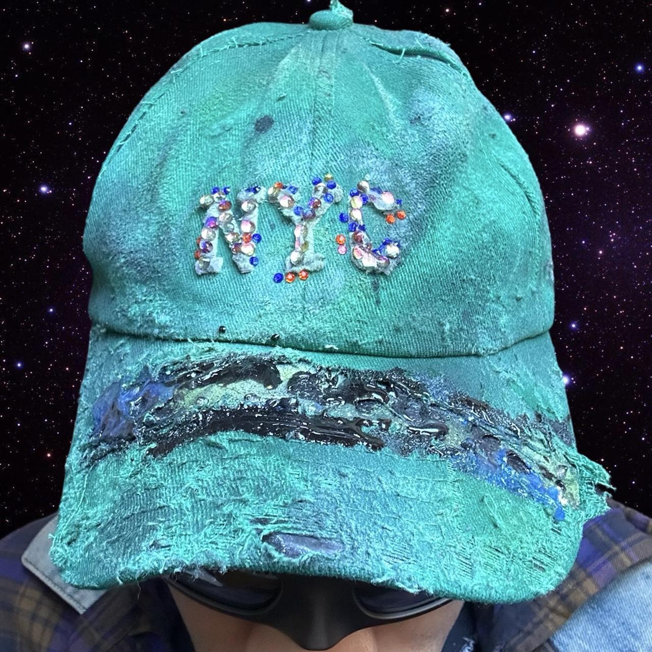 ASTROBOI* 'Smith' NYC Green Distressed Rhinestone Hat