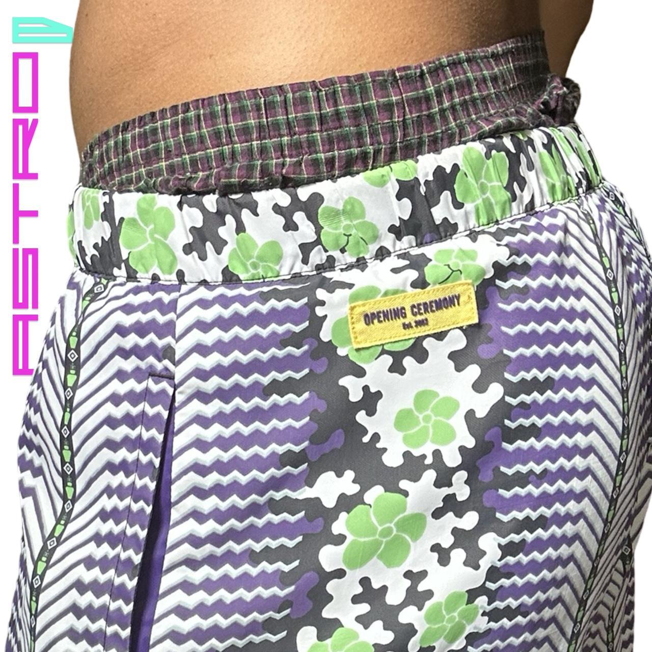 OPENING CEREMONY X COLUMBIA PURPLE & GREEN FLORAL PRINT SWIM SHORTS