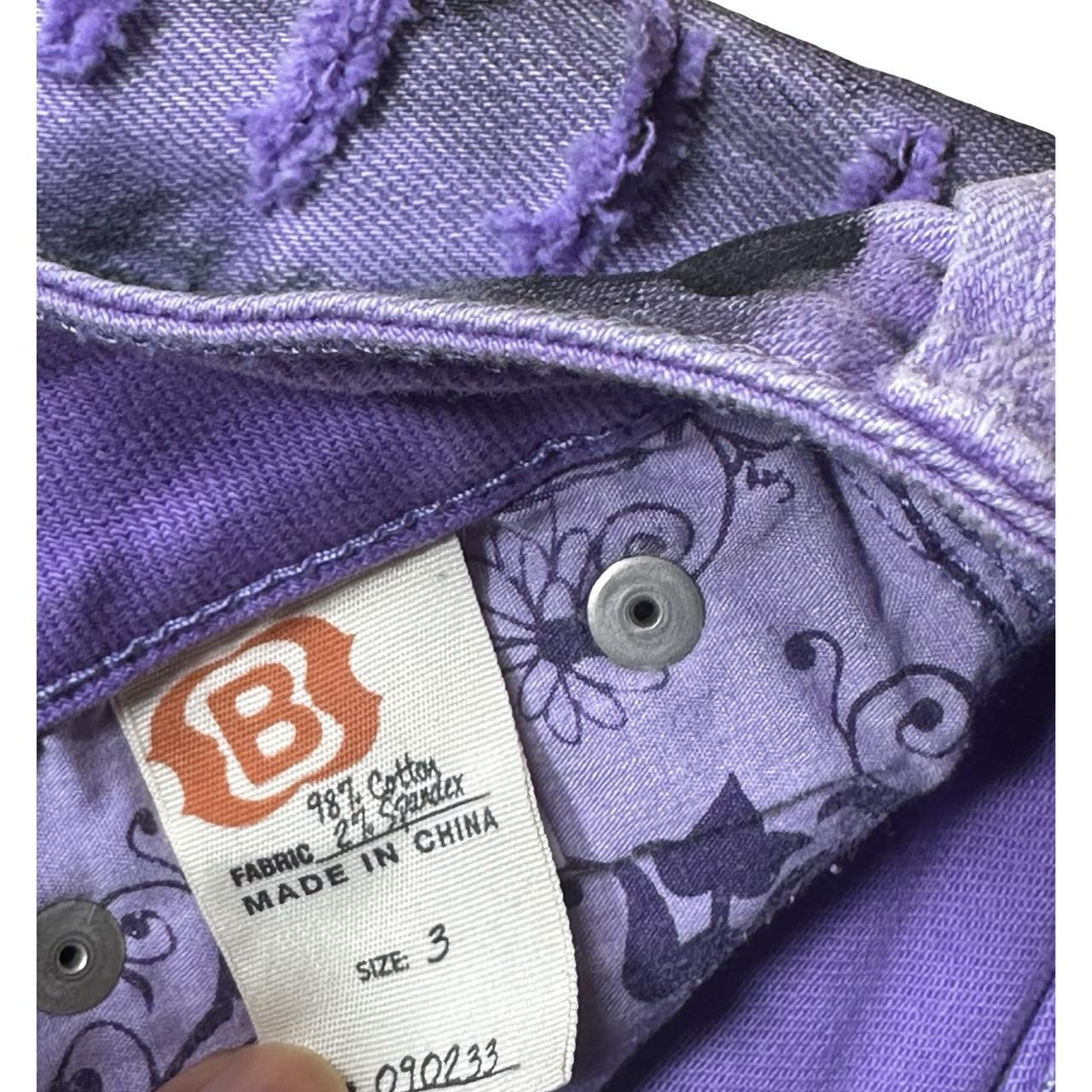 ASTROBOI* Women's Purple & Black Y2K Grunge Denim Shorts – flat size tag