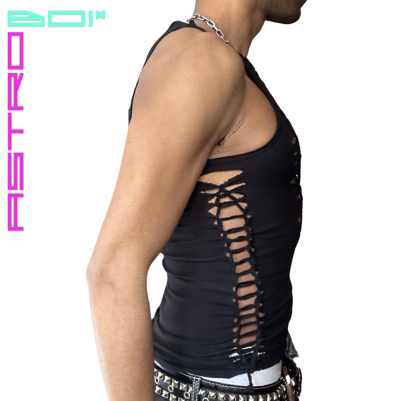 ASTROBOI* 'DIAGONAL' BLACK BRAIDED TANK TOP _ MEDIUM