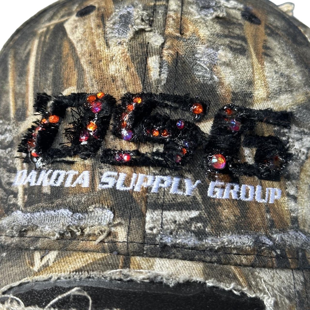 ASTROBOI* 'DSG' Brown Camouflage Pierced Rhinestone Hat - details