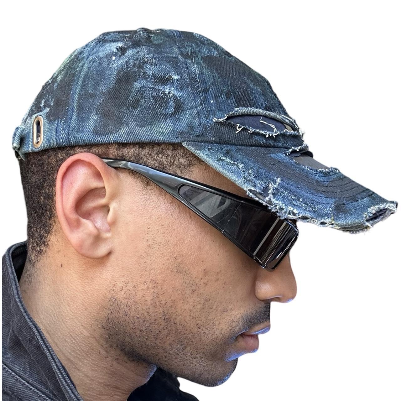ASTROBOI* Black & Blue Faded Denim Hat, right