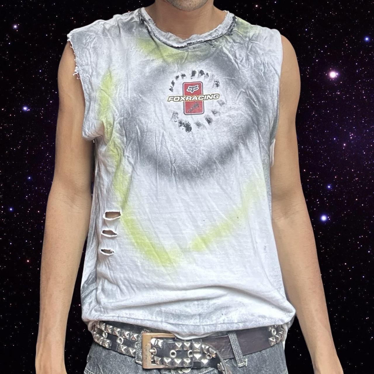 ASTROBOI* x Fox Racing White Motocross Airbrushed Tank Top – front 2