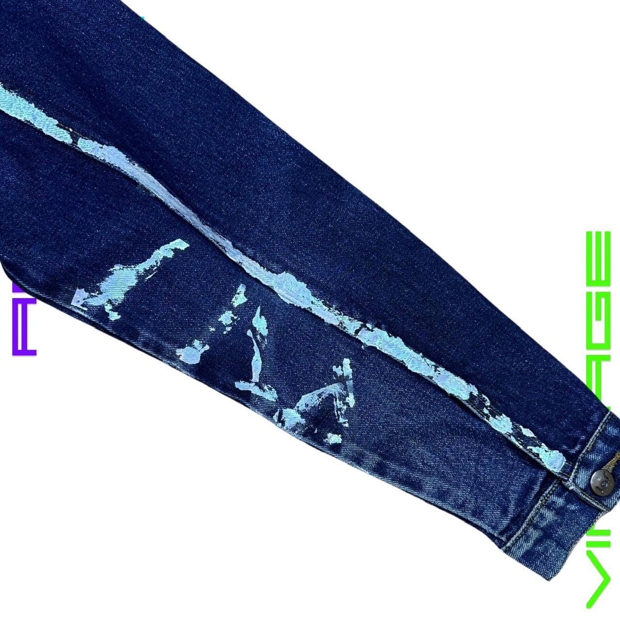 ASTROBOI* CROPPED DENIM JACKET WITH IRIDESCENT PIPING _ MEDIUM
