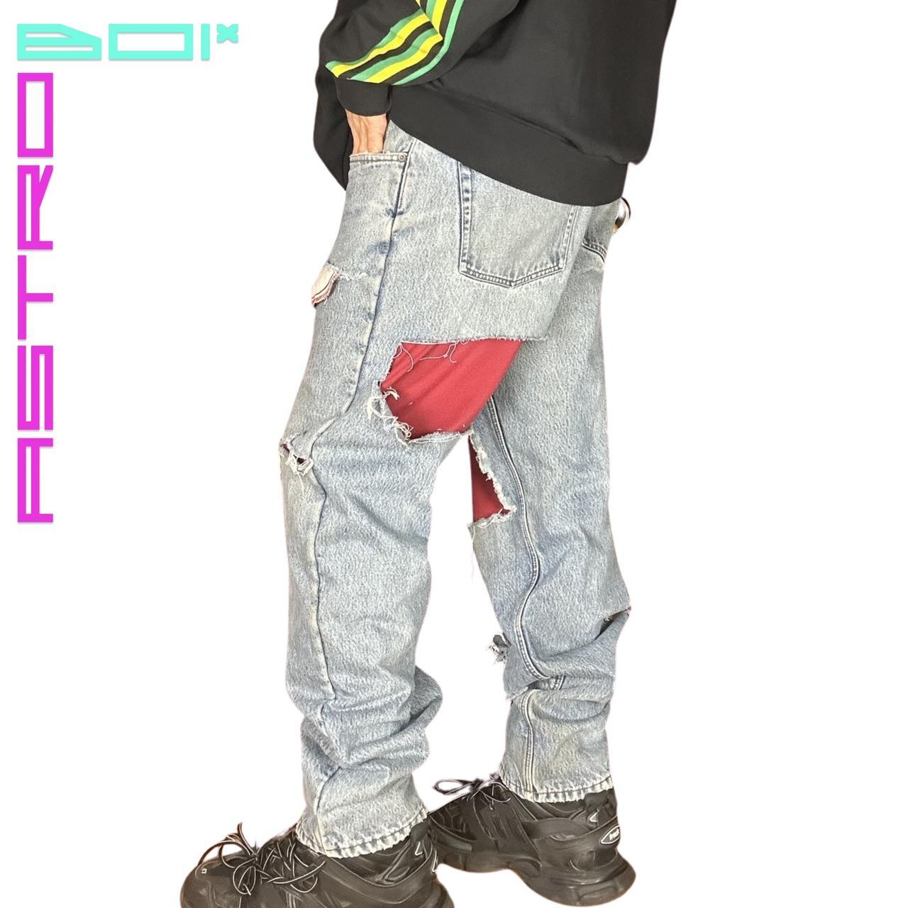 ASTROBOI* RIPPED FLANNEL JEANS _ 38x36