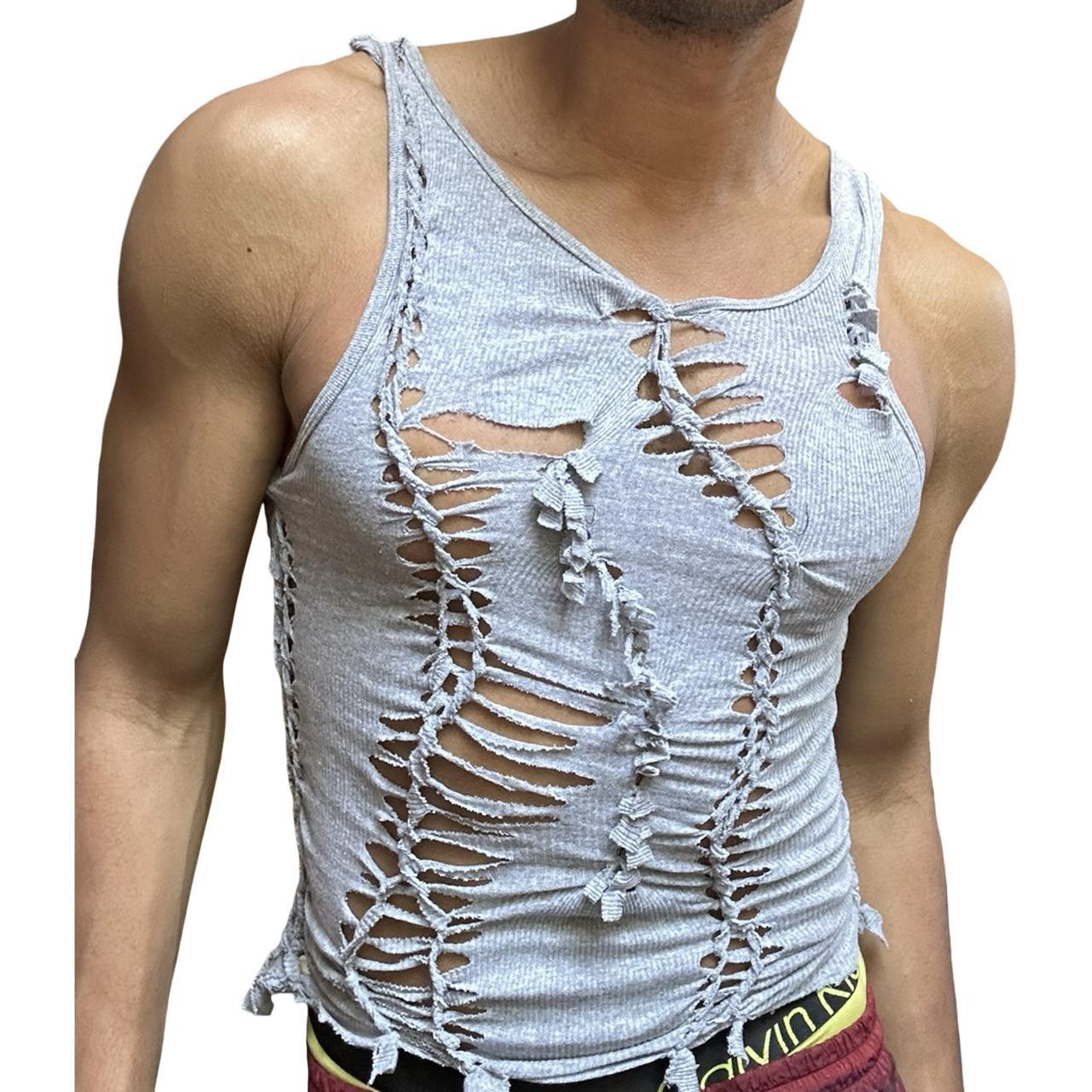 ASTROBOI* 'Jude' Gray Knotted Twist Braided Tank Top – front 4
