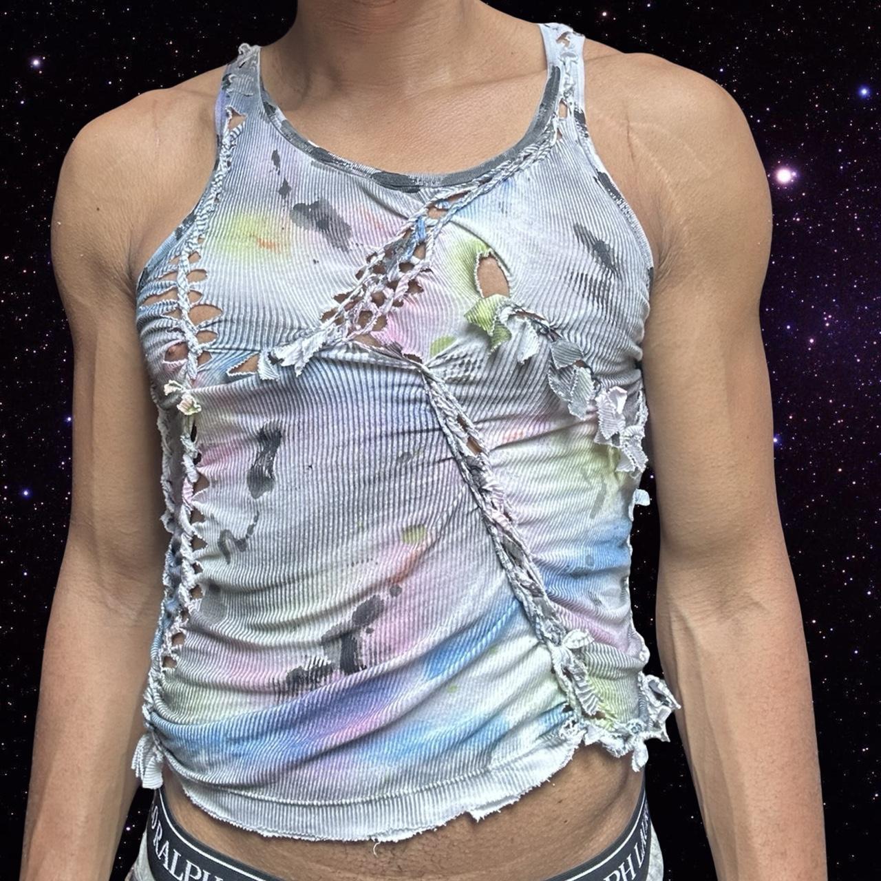 ASTROBOI* x Calvin Klein 'Tri Color' Braided White Twist Tank Top – front 3