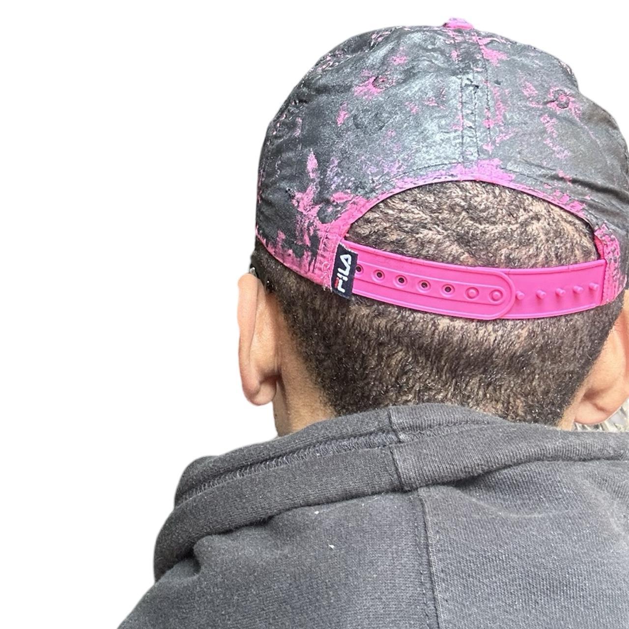ASTROBOI* x Fila Pink Tar Distressed Rhinestone Hat , back