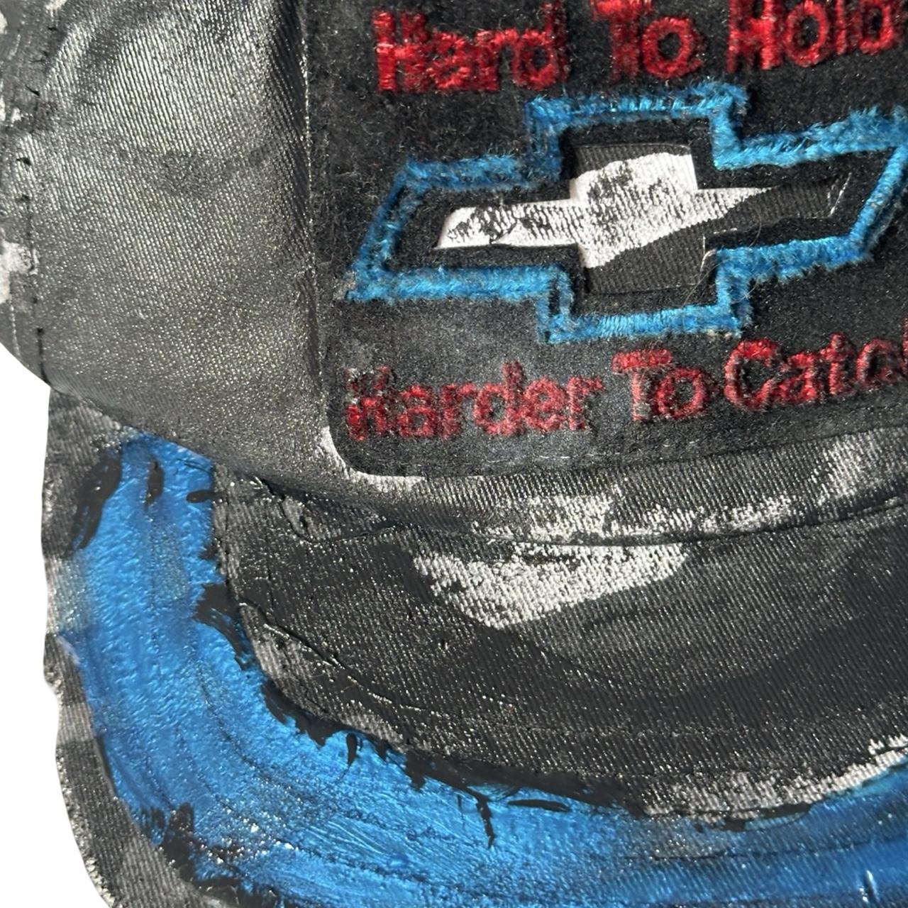 ASTROBOI* x Chevrolet Black & White Distressed Zebra Print Hat - flat details
