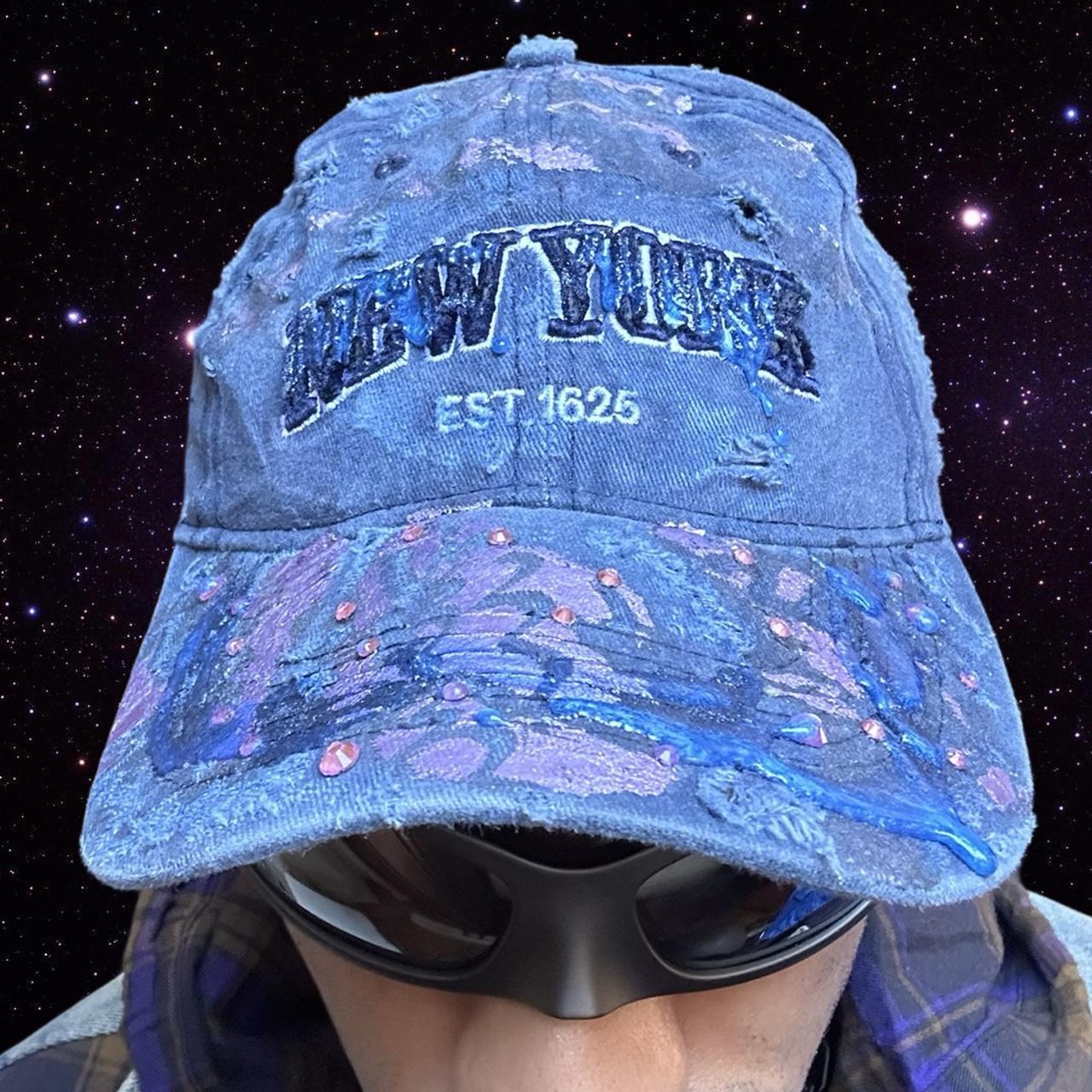 ASTROBOI* 'Twilight Haze' New York Blue Distressed Rhinestone Hat