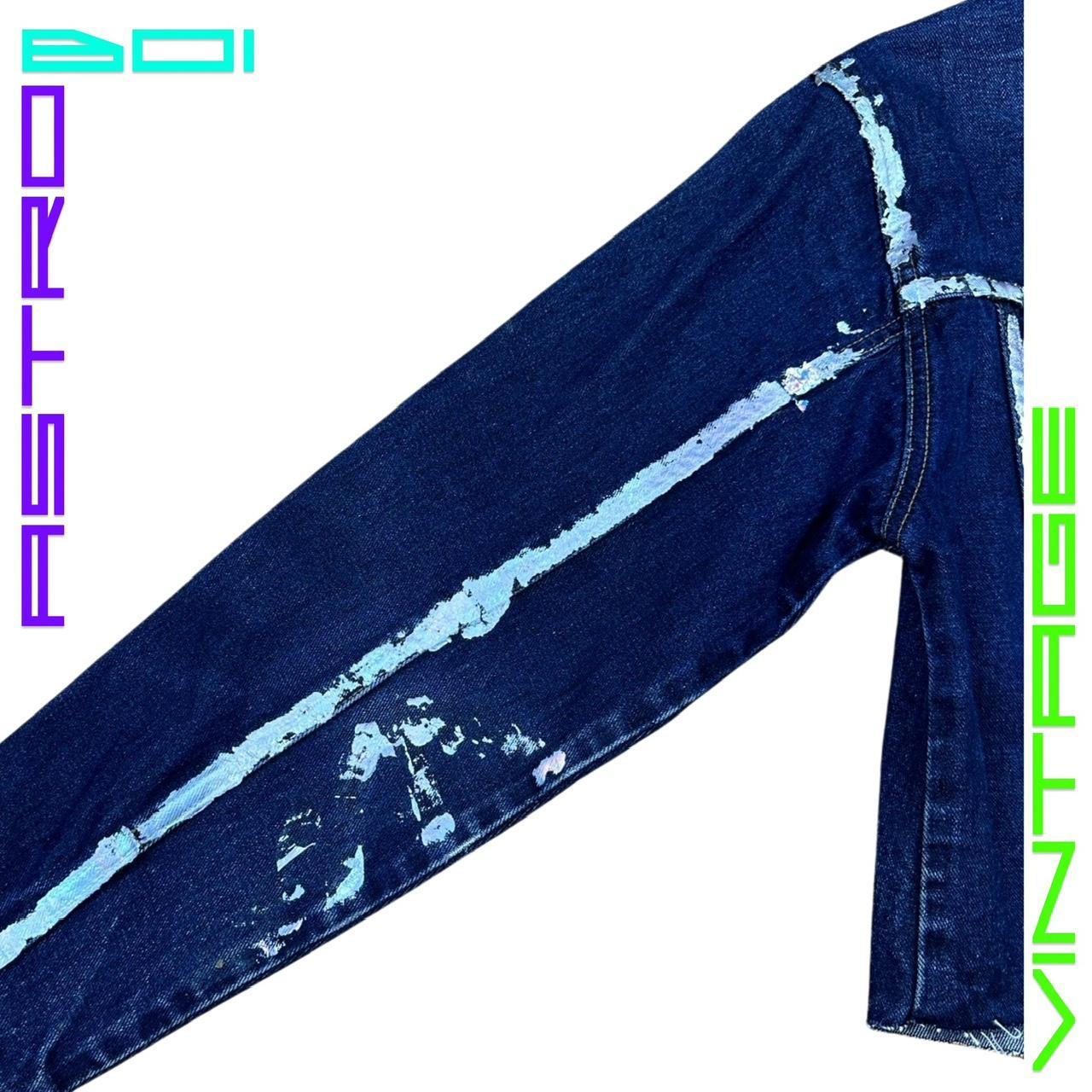 ASTROBOI* CROPPED DENIM JACKET WITH IRIDESCENT PIPING _ MEDIUM