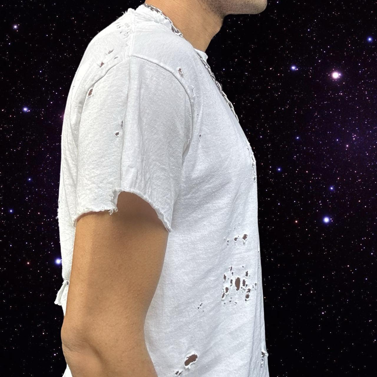 ASTROBOI* x Gildan Perfect White Ripped Grunge T-shirt - right detail