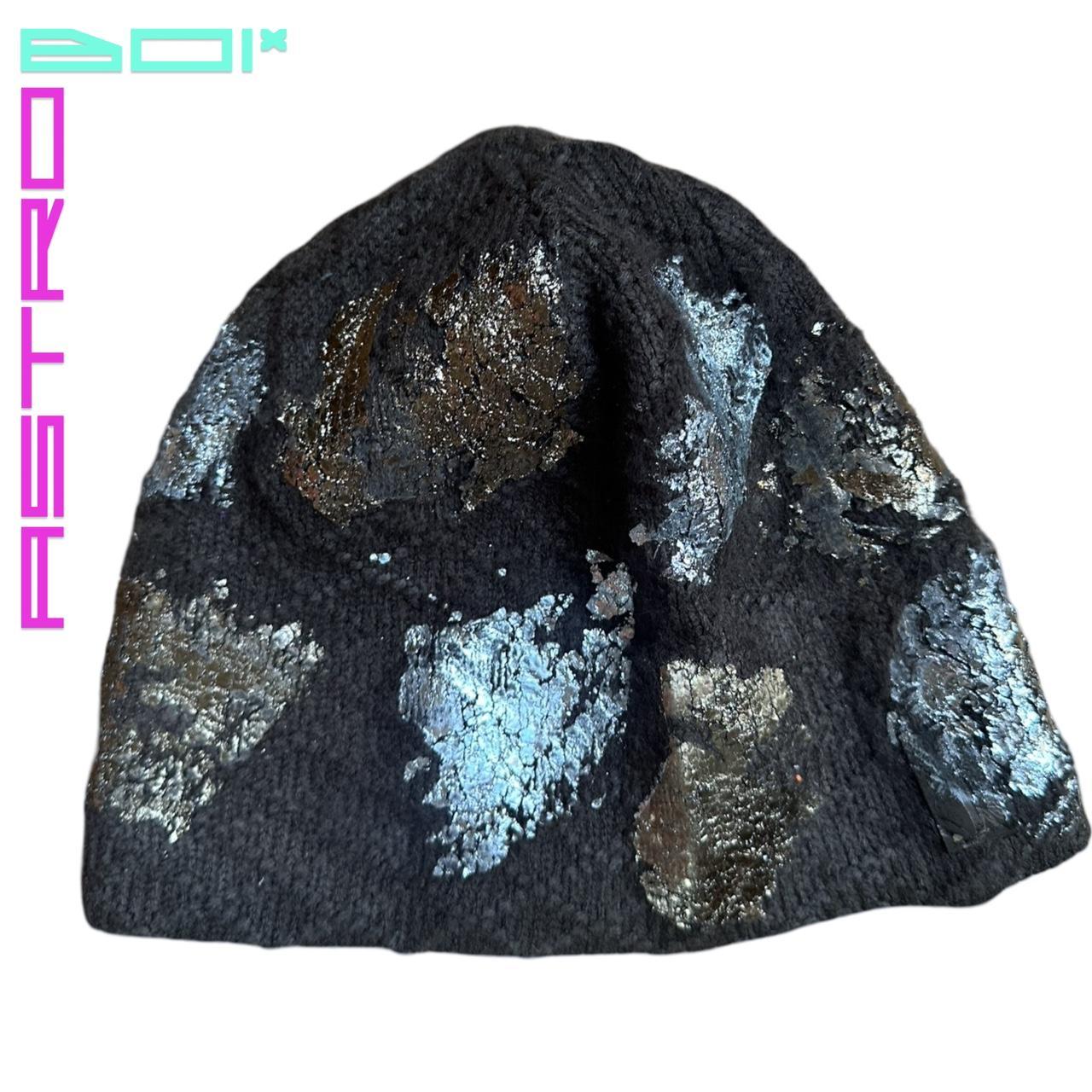 ASTROBOI* COLUMBIA SPORTSWEAR BROWN EMBROIDERED BEANIE WITH METALLIC PAINT AND RHINESTONES