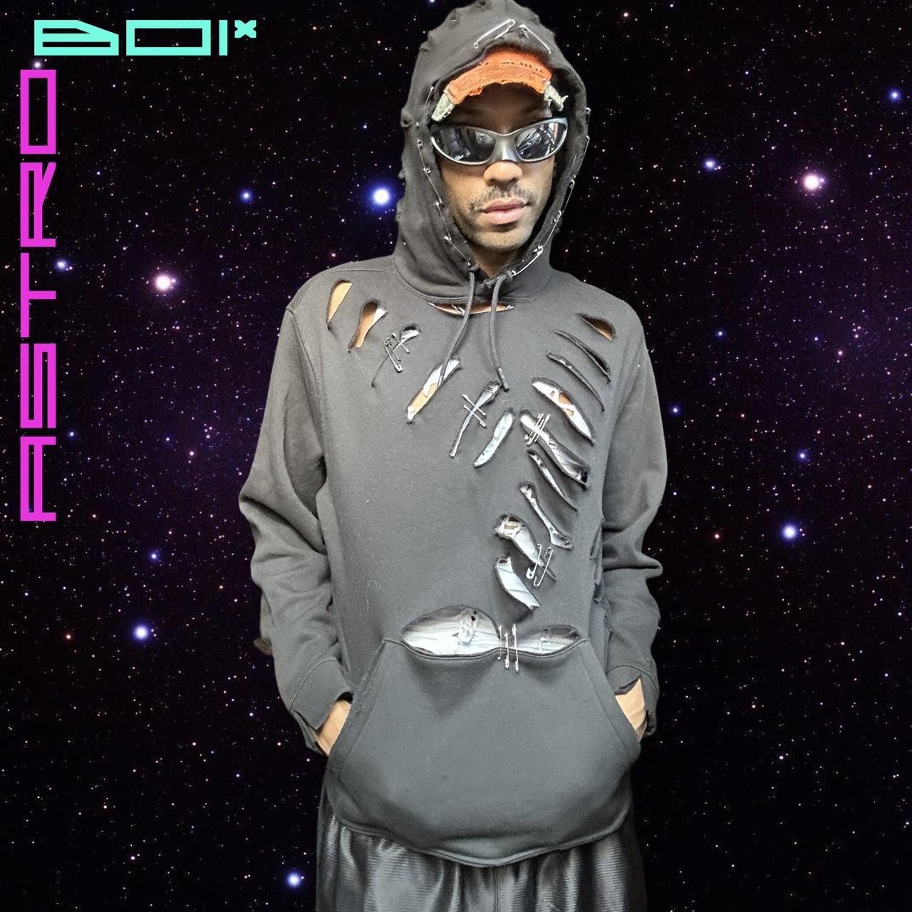 ASTROBOI* Punk Black Safety Pin Hoodie - XXL