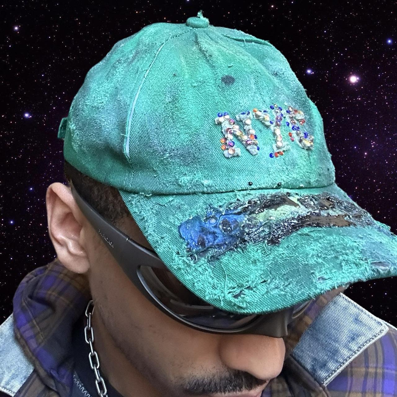 ASTROBOI* 'Smith' NYC Green Distressed Rhinestone Hat