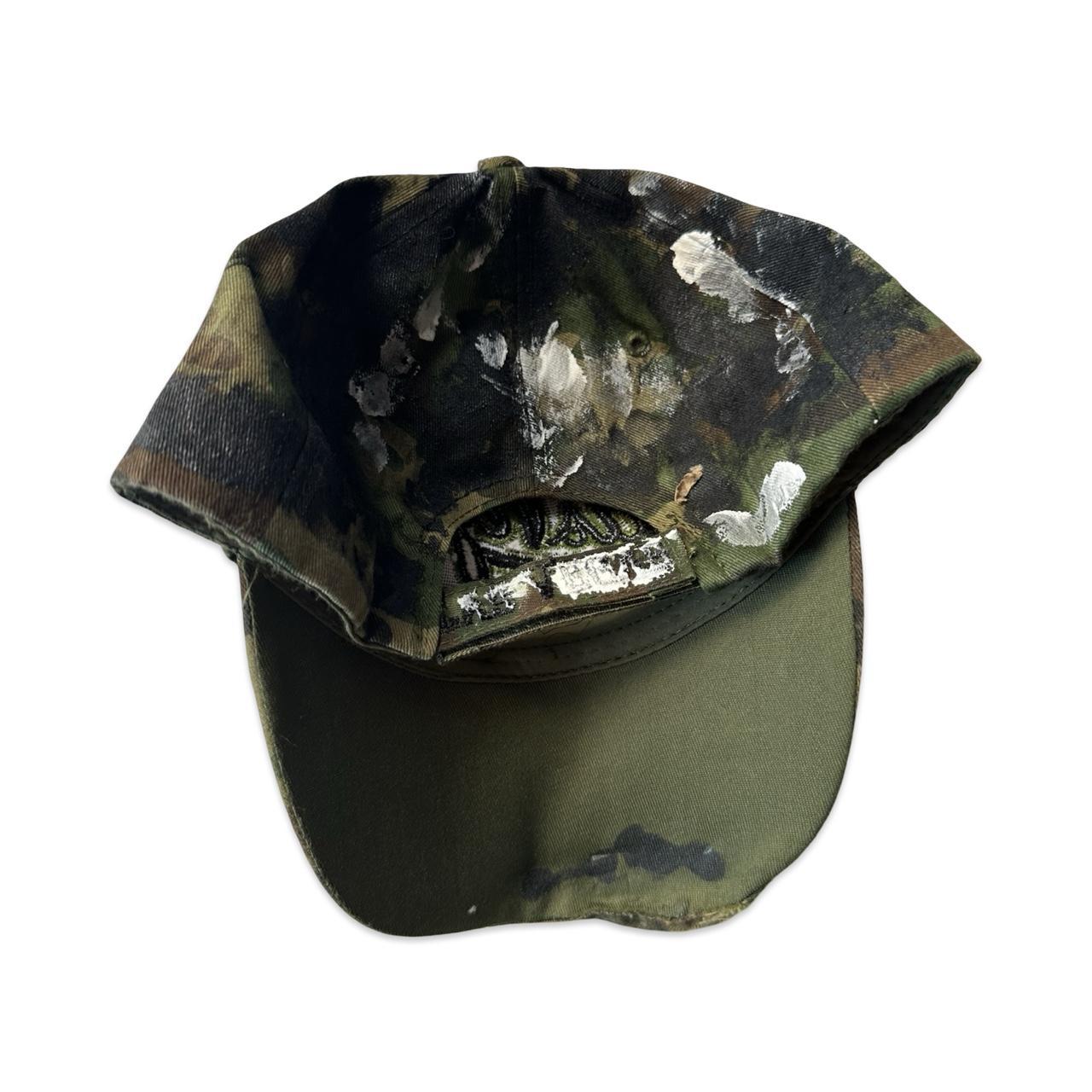 ASTROBOI* Las Vegas Green Distressed Camouflage Painted Hat - flat back