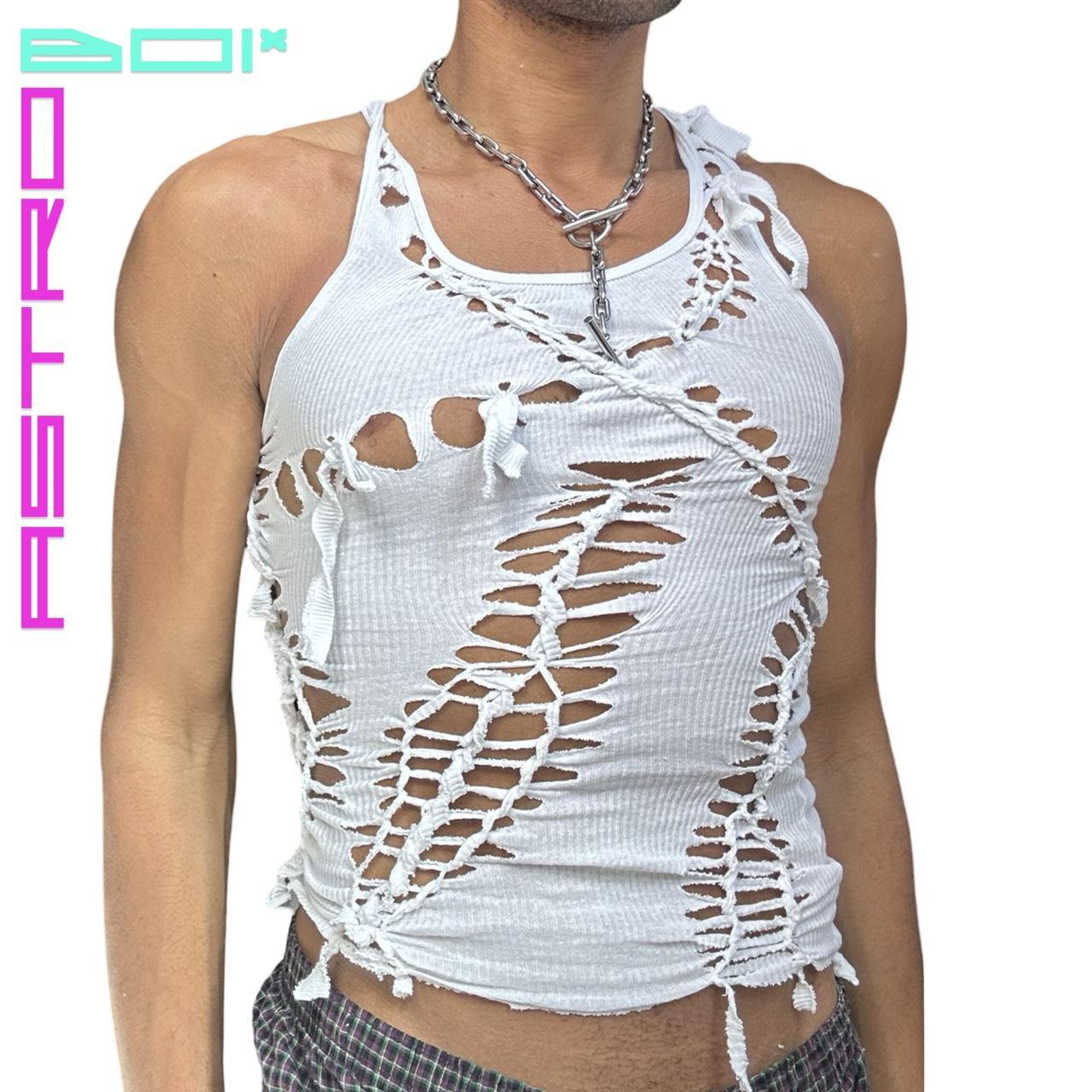 ASTROBOI* 'Cosmo' White Braided Sleeveless Tank Top - Medium