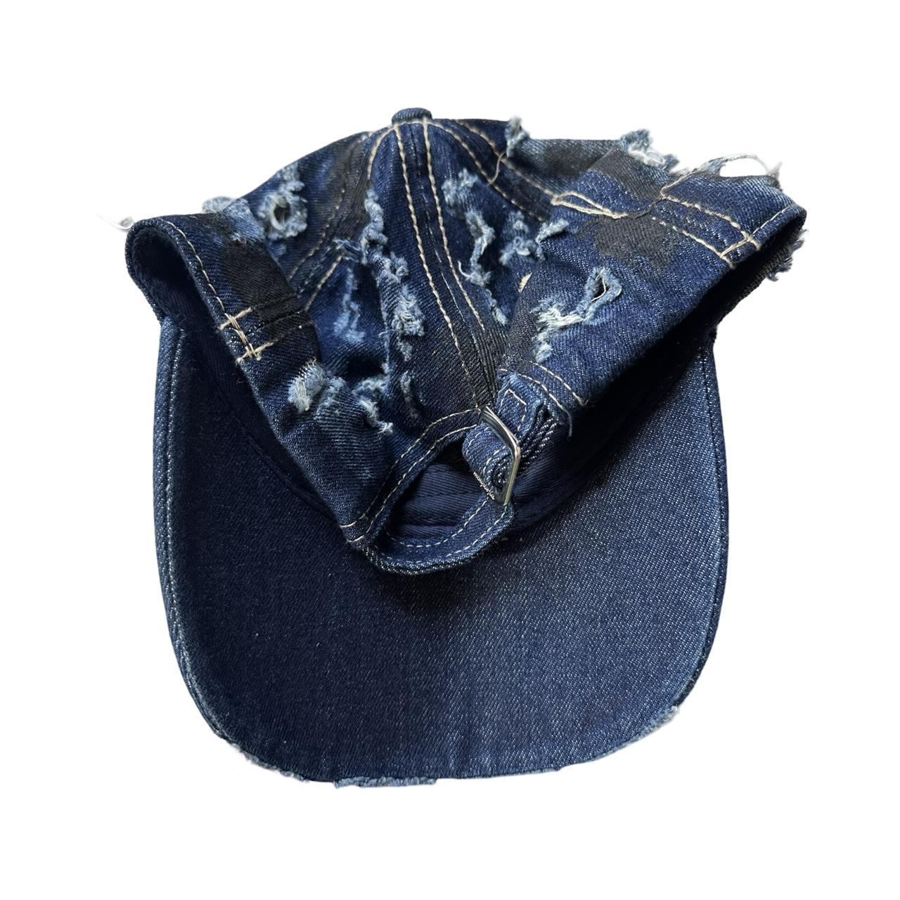 ASTROBOI* Distressed Denim Mid Blue & Black Streetwear Cap - back
