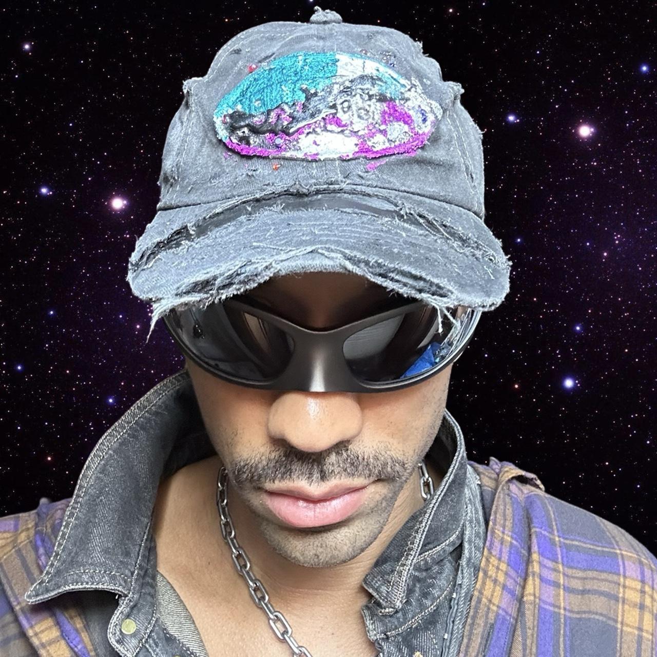 ASTROBOI* 'Technicolor' Black Distressed Rhinestone Hat
