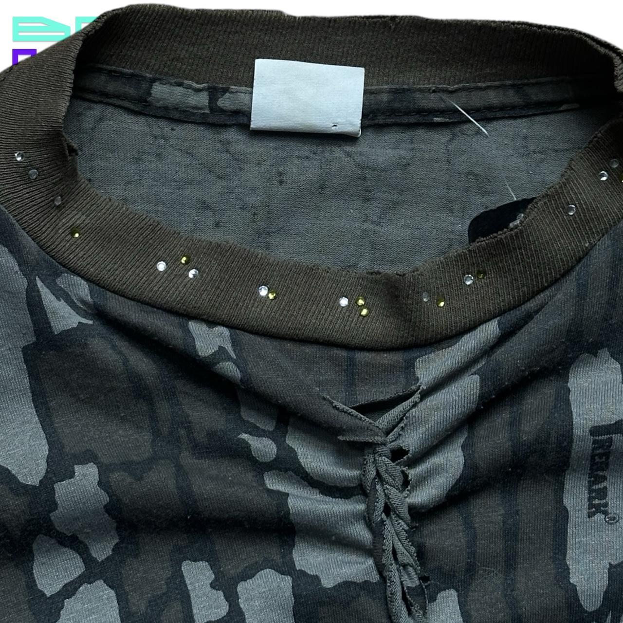 ASTROBOI* Grey Braided Camo Rhinestone T-shirt - XL