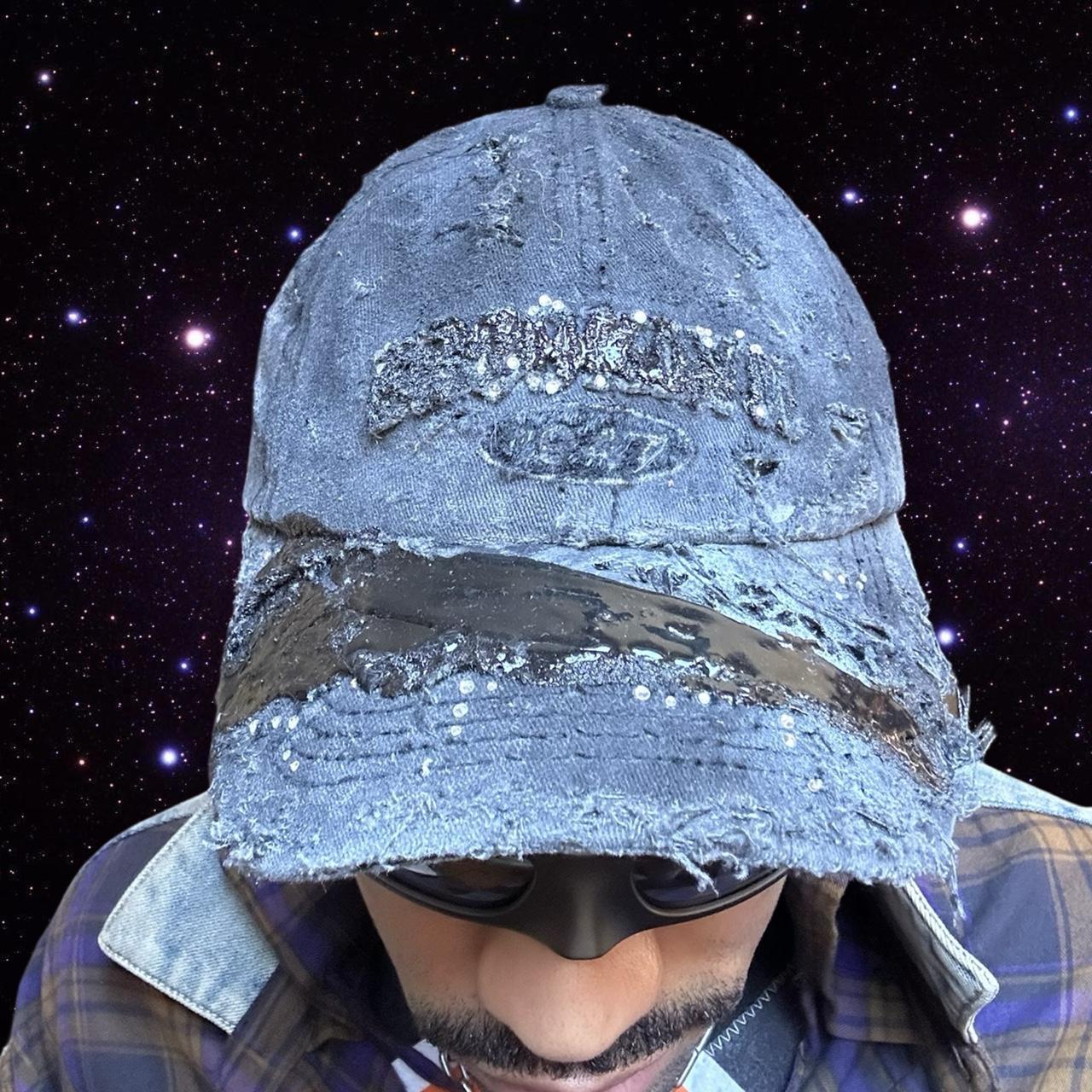 ASTROBOI* 'Tar Diamonds' Brooklyn Distressed Black Resin Rhinestone Hat