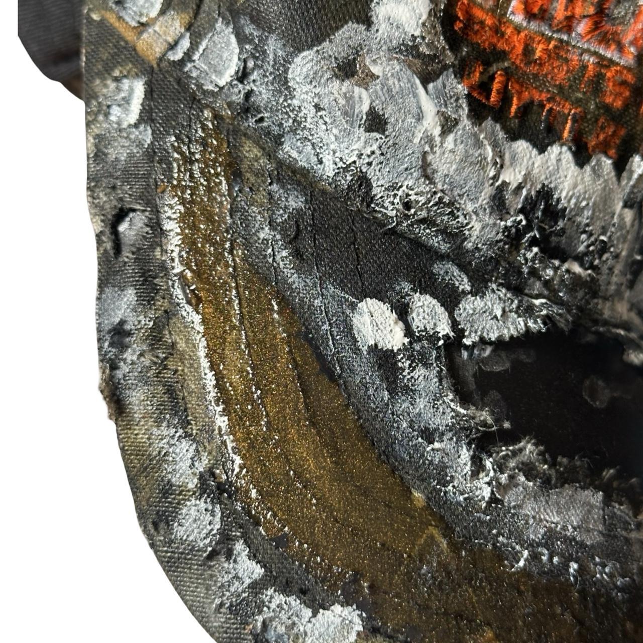 ASTROBOI* Brown Distressed Real Tree Painted Resin Hat - flat left